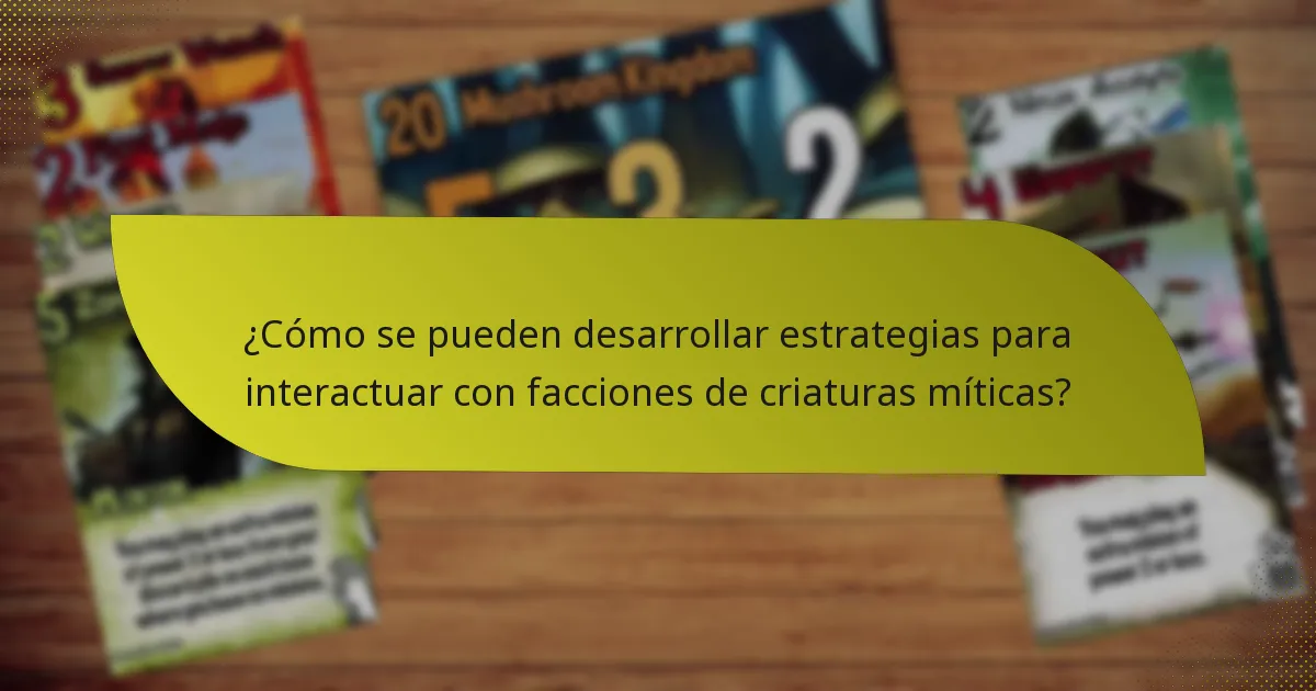 ¿Cómo se pueden desarrollar estrategias para interactuar con facciones de criaturas míticas?